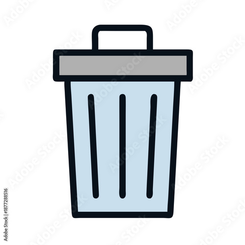 Clean, simple light blue garbage can icon against black background