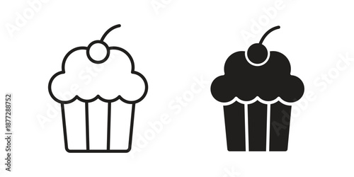 Cupcake icons collection glyph and mixed vector Illustrations
