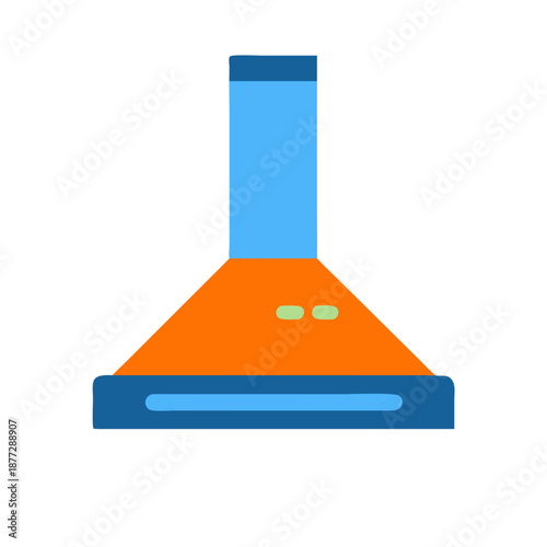 Kitchen exhaust hood in orange and blue flat design
