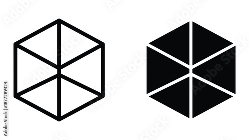 Geometric shapes with hexagonal structure and contrasting colors