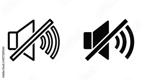 Mute speaker icon set on white background
