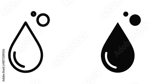 Oil drop icon set with bubbles