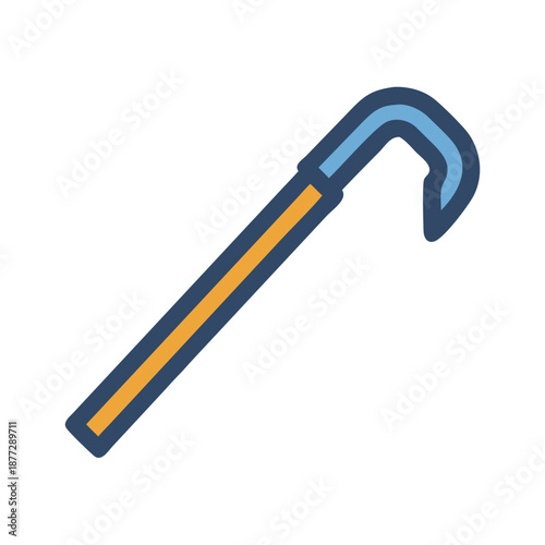 Illustrated crowbar graphic tool on stark black background design