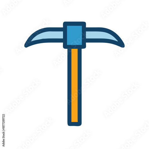 Stylized illustration of a pickaxe tool on black backdrop