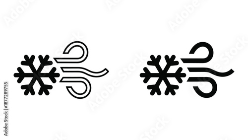 Snowflake and wind symbol in simple design