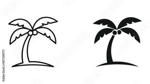 Palm tree icon set on white background