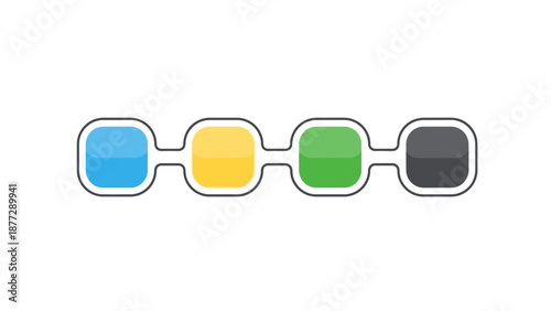 Colorful Progress Bar Icons with Rounded Squares and Links