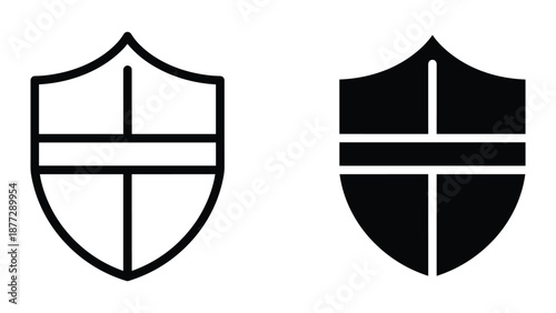 Simple shield logo design with cross symbol