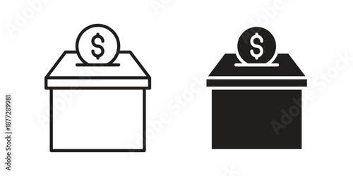 Donation box icons collection glyph and mixed vector Illustrations
