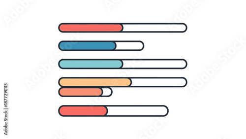 progress bars, colorful loading indicators