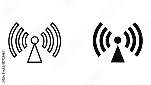 Wireless signal icons representing communication