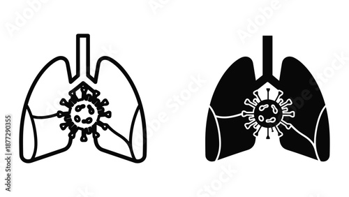 Lung infection illustration with virus
