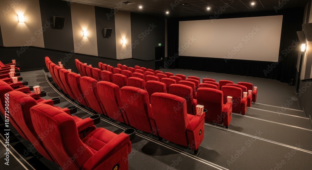 Fototapeta premium Empty Cinema with Red Seats.