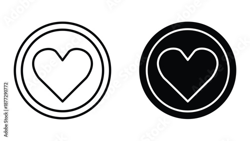 Heart icon set with simple design