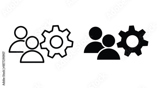 Teamwork and collaboration with gears icon