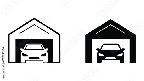 Car in garage icon illustration