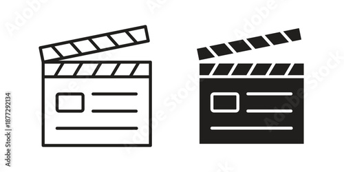 Film clapperboard icons collection glyph and mixed vector Illustrations