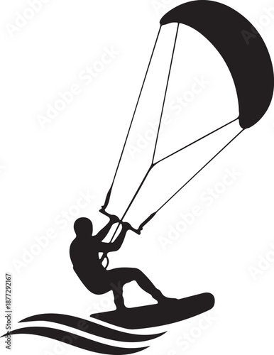 Professional Kiteboarding Vector Graphic for Water Sports and Adventure Branding