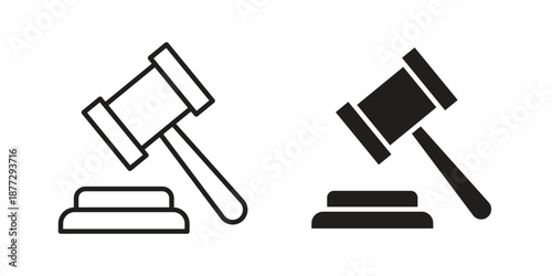Gavel icons collection glyph and mixed vector Illustrations
