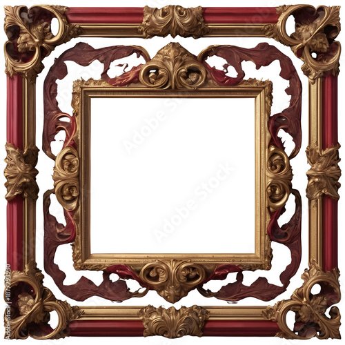 antique gold frame isolated on white