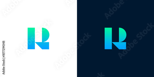 Dynamic and modern letter R logo concept with a refreshing blue-green gradient, perfect for contemporary brand identity and innovative visual communication solutions