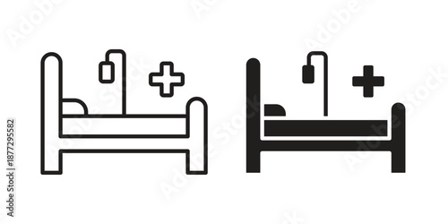 Hospital bed icons collection glyph and mixed vector Illustrations