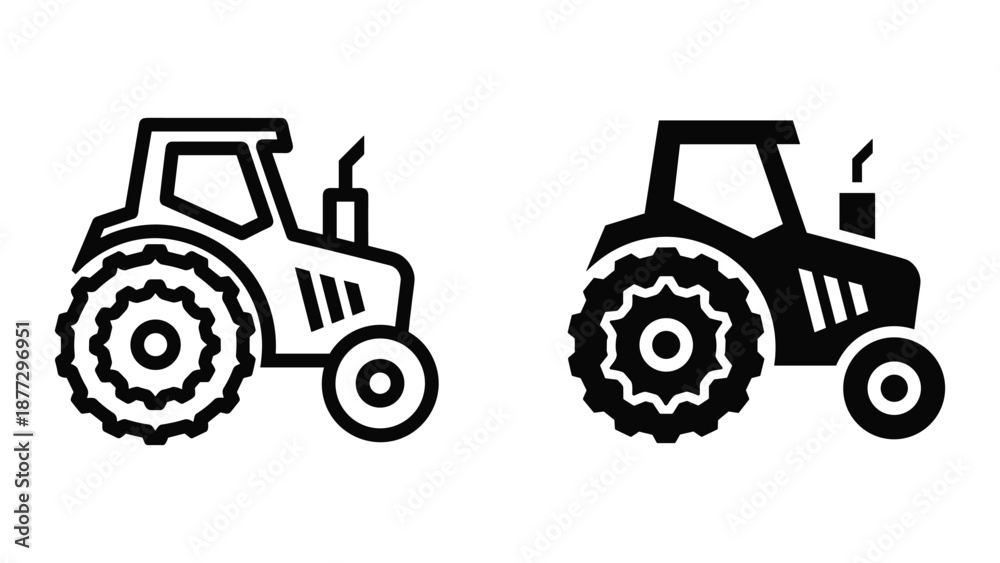 Obraz premium Tractor icon set with different fill styles