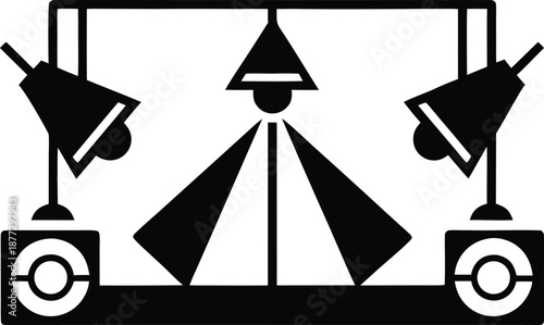 Stage lighting spotlights icon set silhouette vector illustration