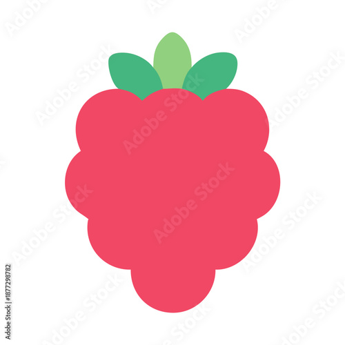 Flat vector icon of a red raspberry fruit
