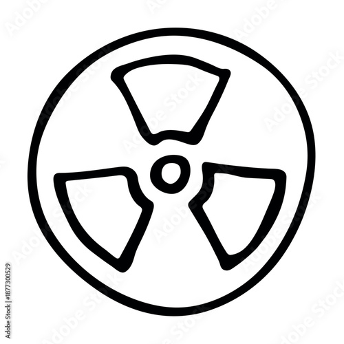 Hand drawn radiation sign Nuclear radiation hazard symbol Radioactive danger warning sign clipart in doodle style Nuclear safety Radioactive waste Single element for print, web, design, decor