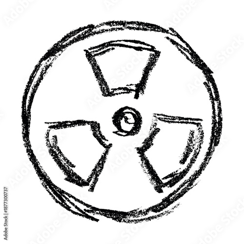 Hand drawn radiation sign Nuclear radiation hazard symbol Radioactive danger warning sign clipart in doodle style Nuclear safety Radioactive waste Single element for print, web, design, decor