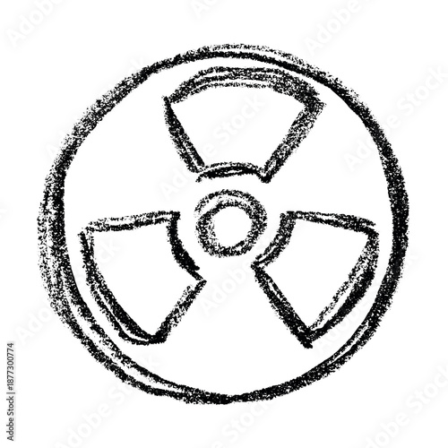 Hand drawn radiation sign Nuclear radiation hazard symbol Radioactive danger warning sign clipart in doodle style Nuclear safety Radioactive waste Single element for print, web, design, decor