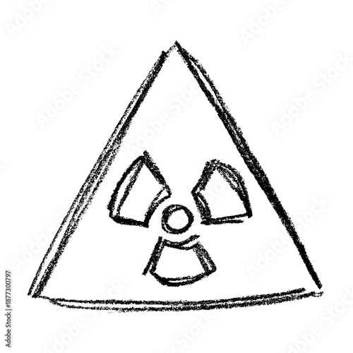 Hand drawn radiation sign Nuclear radiation hazard symbol Radioactive danger warning sign clipart in doodle style Nuclear safety Radioactive waste Single element for print, web, design, decor