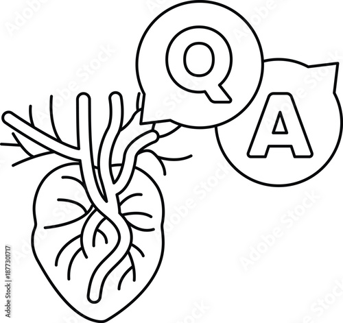 A heart with a question mark and an A above it