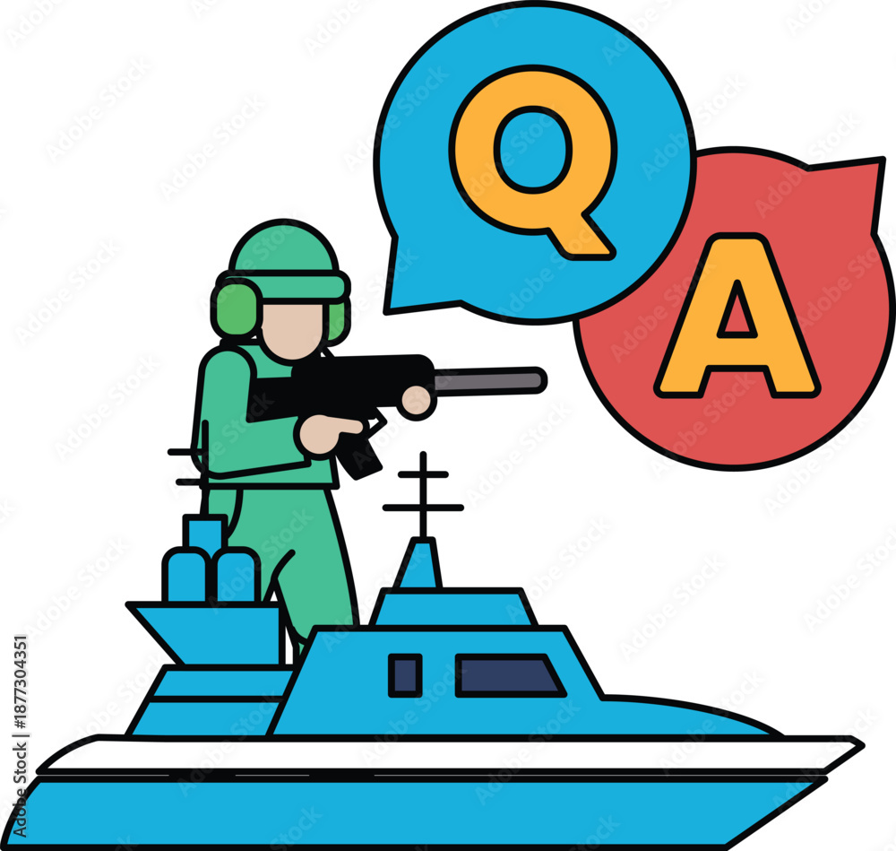 Obraz premium A man is holding a gun and standing on a boat