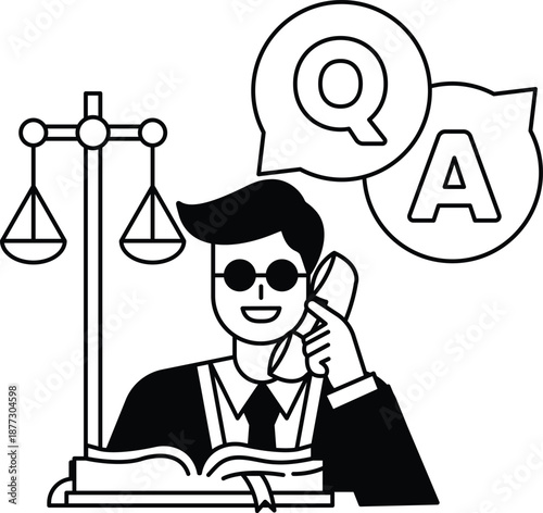 A man is on the phone in a courtroom