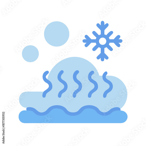 Winter weather flat illustration with snowfall and cloud wave