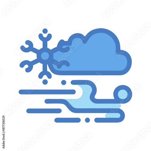 Winter Weather Icon Showing Snow Wind and Cloud