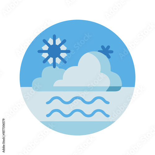 Winter Weather Icon Flat Illustration in a Circle Frame