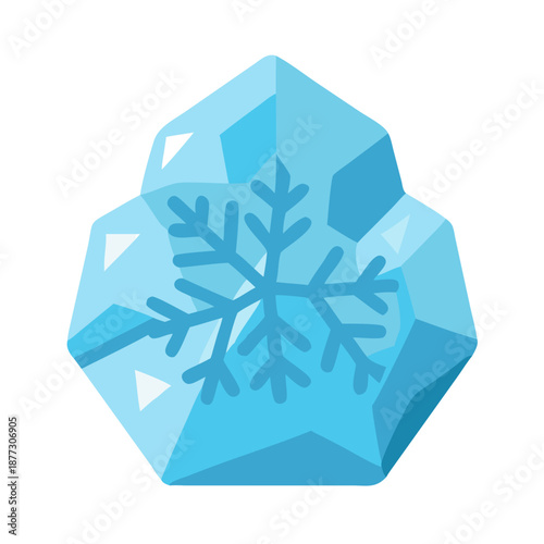 Canvas Print Isolated stylized ice crystal containing a snowflake graphic element