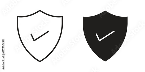 Shield check mark icons collection glyph and mixed vector Illustrations