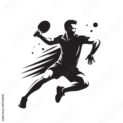 Table tennis player silhouette vector illustration