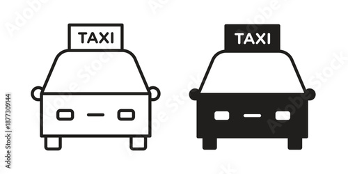 Taxi icons collection glyph and mixed vector Illustrations