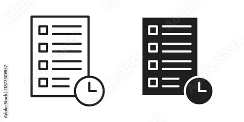 Timesheet icons collection glyph and mixed vector Illustrations
