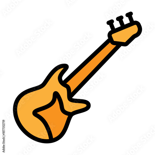 Electric Guitar Vector Filled Icon Design
