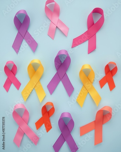 Colorful awareness ribbons
