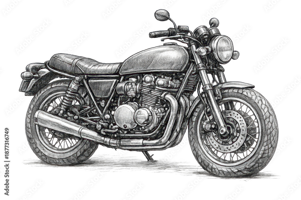 Fototapeta premium Detailed motorcycle illustration with transparent background image asset.