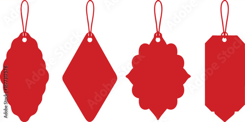 Set of red ribbon isolated background. Discount labels, price tag abs sale labels.