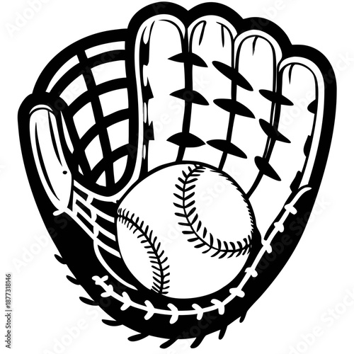 catcher mitt catch icon silhouette illustration for baseball and sports action design