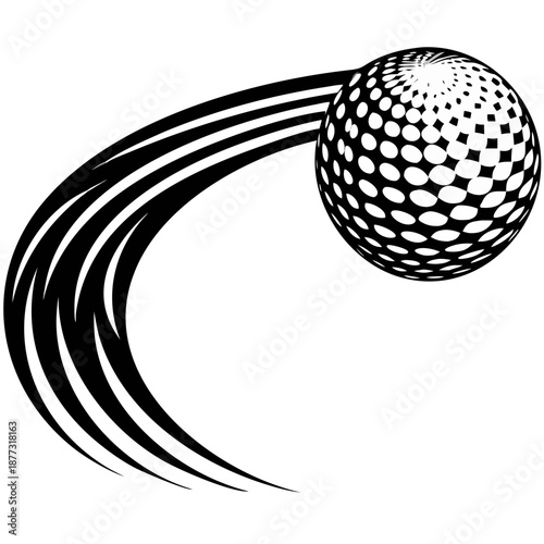 ball curve motion icon silhouette illustration for sports and trajectory design
